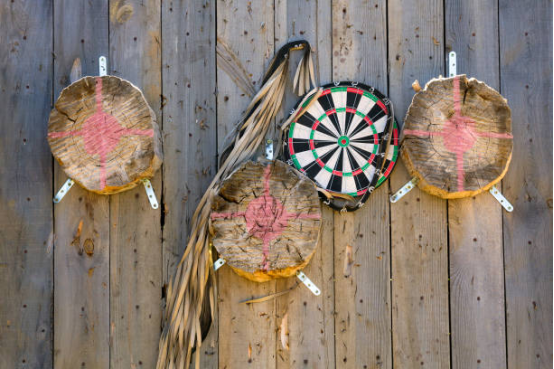 dart board wall décor integrated into living space